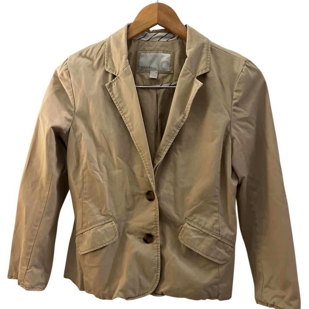 Old Navy Khaki Blazer Women's Size Medium 100% Cotton